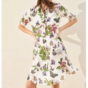 J. McLaughlin Wellesley Linen Dress In Jardin Mariposa M
